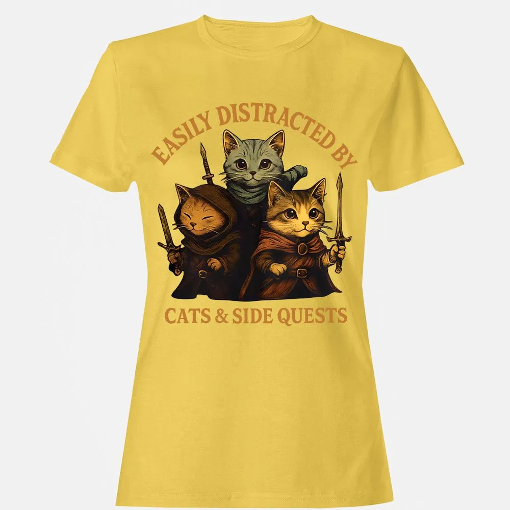 Easily Distracted By Cats & Side Quests Women's T-Shirt - Daisy - 4