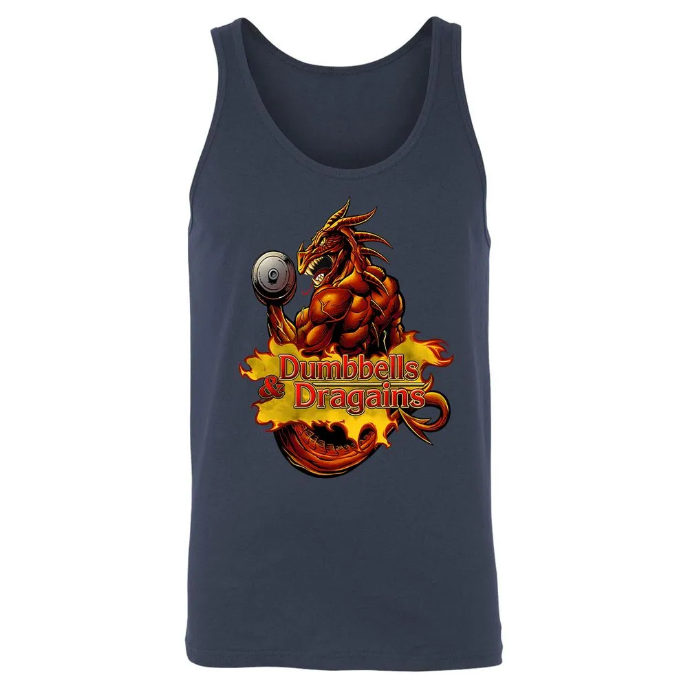 Dumbbells & Dragains Unisex Jersey Tank - Navy - 2