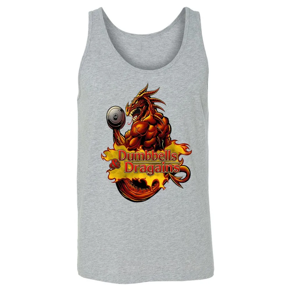 Dumbbells & Dragains Unisex Jersey Tank - Athletic Heather - 4