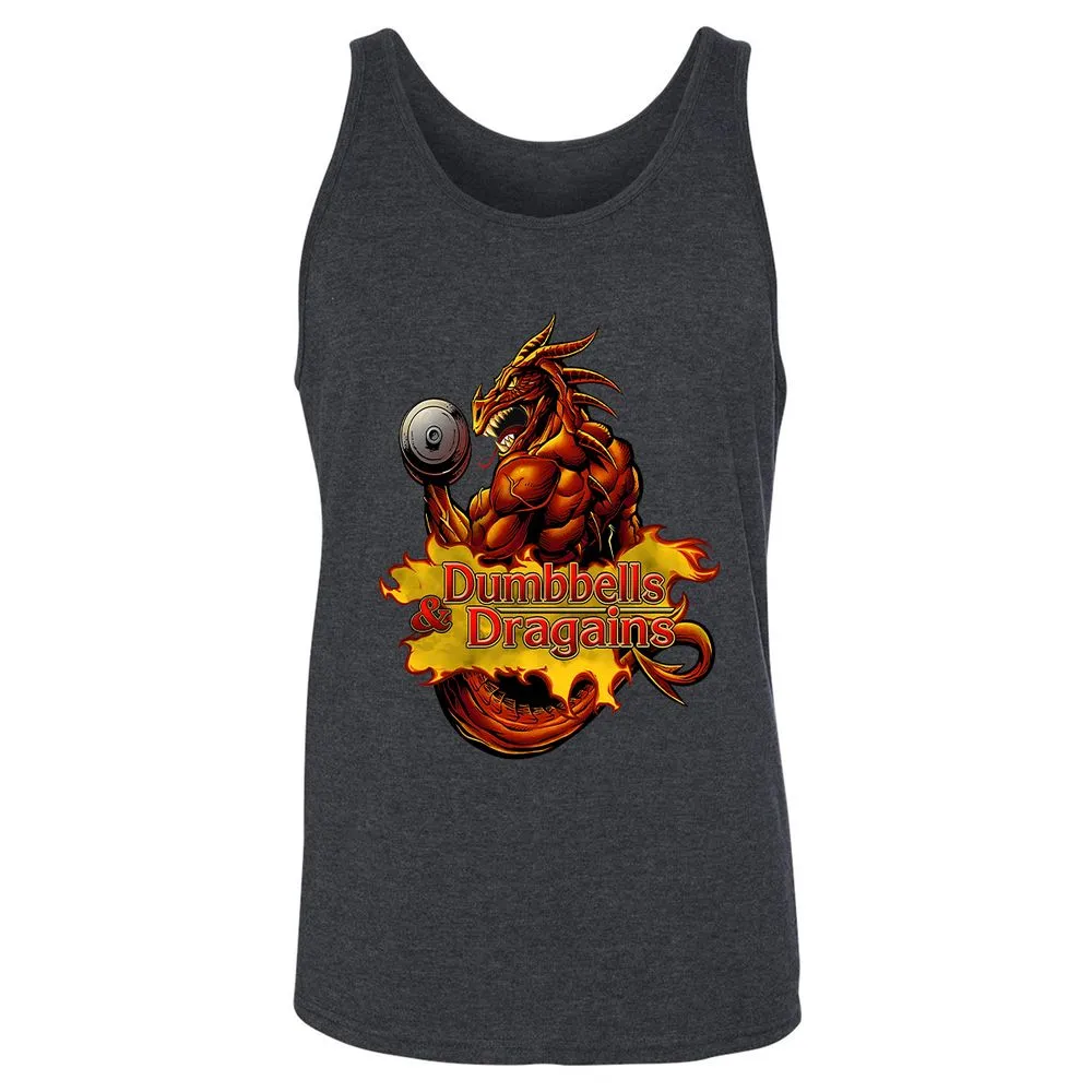 Dumbbells & Dragains Unisex Jersey Tank - Dark Grey Heather - 6