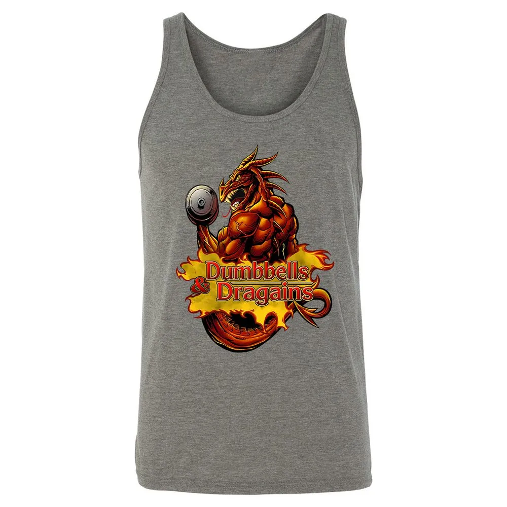 Dumbbells & Dragains Unisex Jersey Tank - Grey Triblend - 8