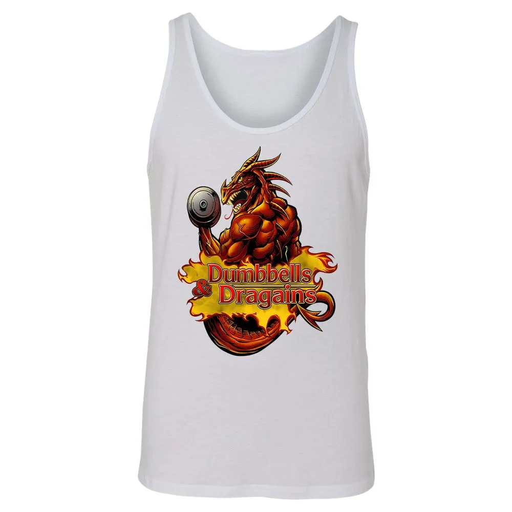 Dumbbells & Dragains Unisex Jersey Tank - White - 14