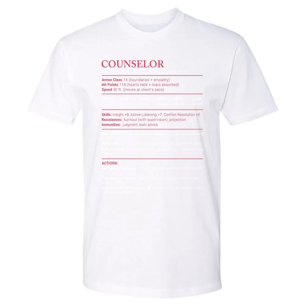 Counselor Stats Premium Unisex T-Shirt - White - 4