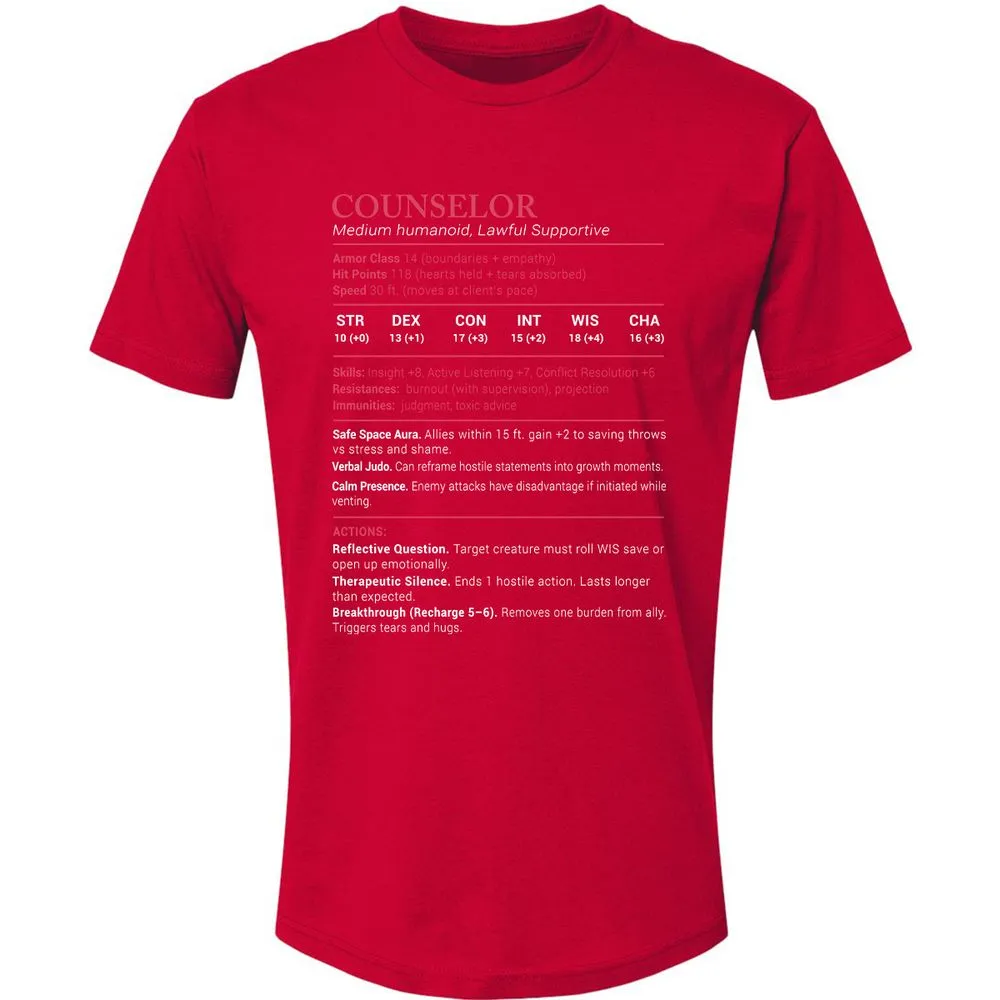 Counselor Stats Premium Unisex T-Shirt - Red - 6