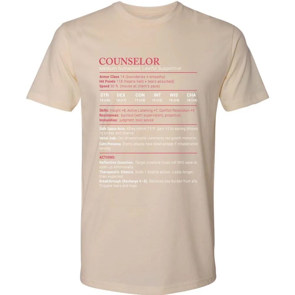 Counselor Stats Premium Unisex T-Shirt - Cream - 14