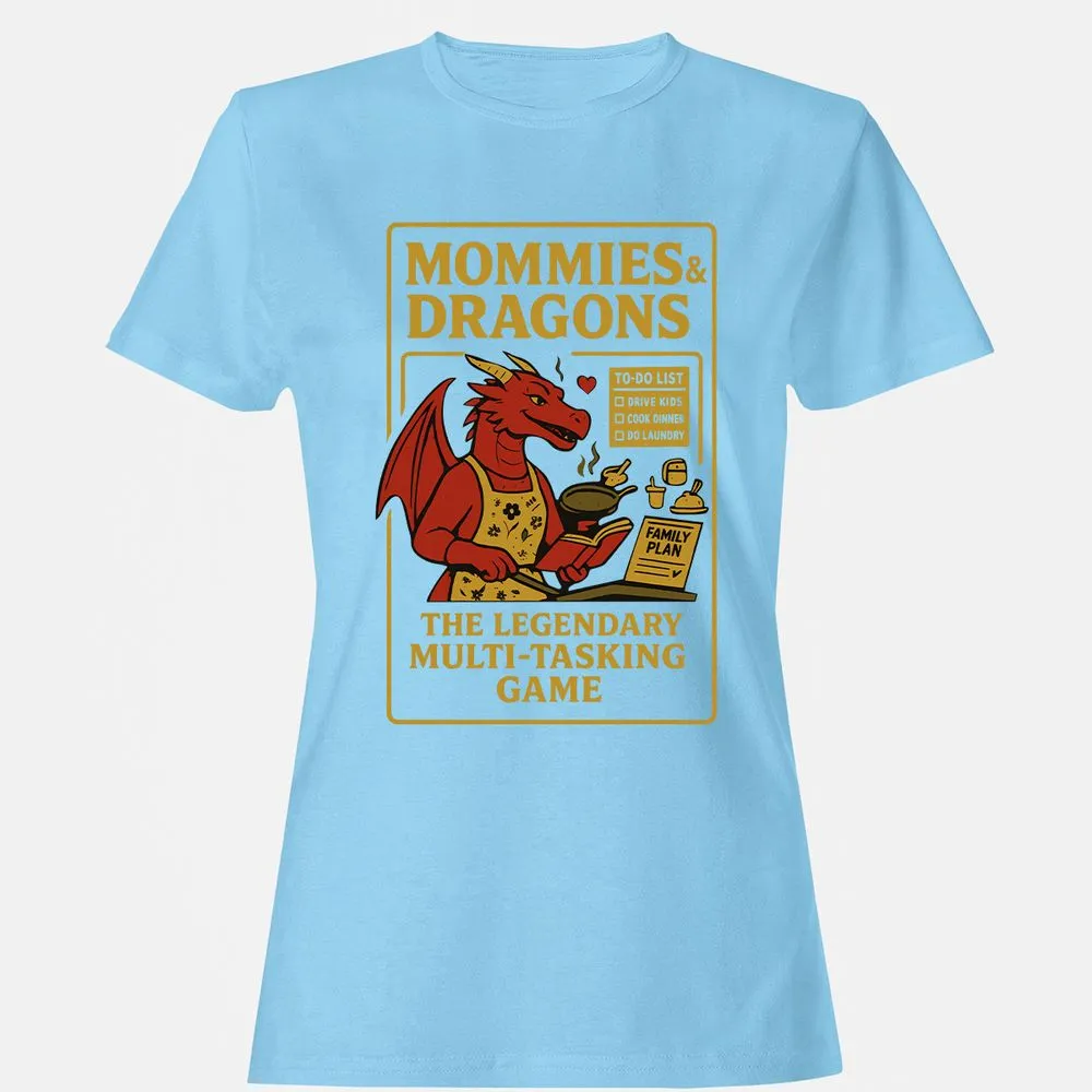 Mommies & Dragons Women's T-Shirt - Light Blue - 8