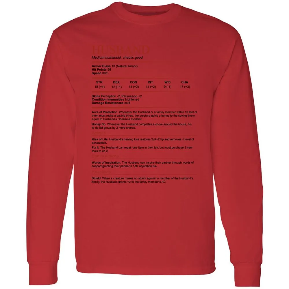 Husband White Long Sleeve T-Shirt - Red - 14