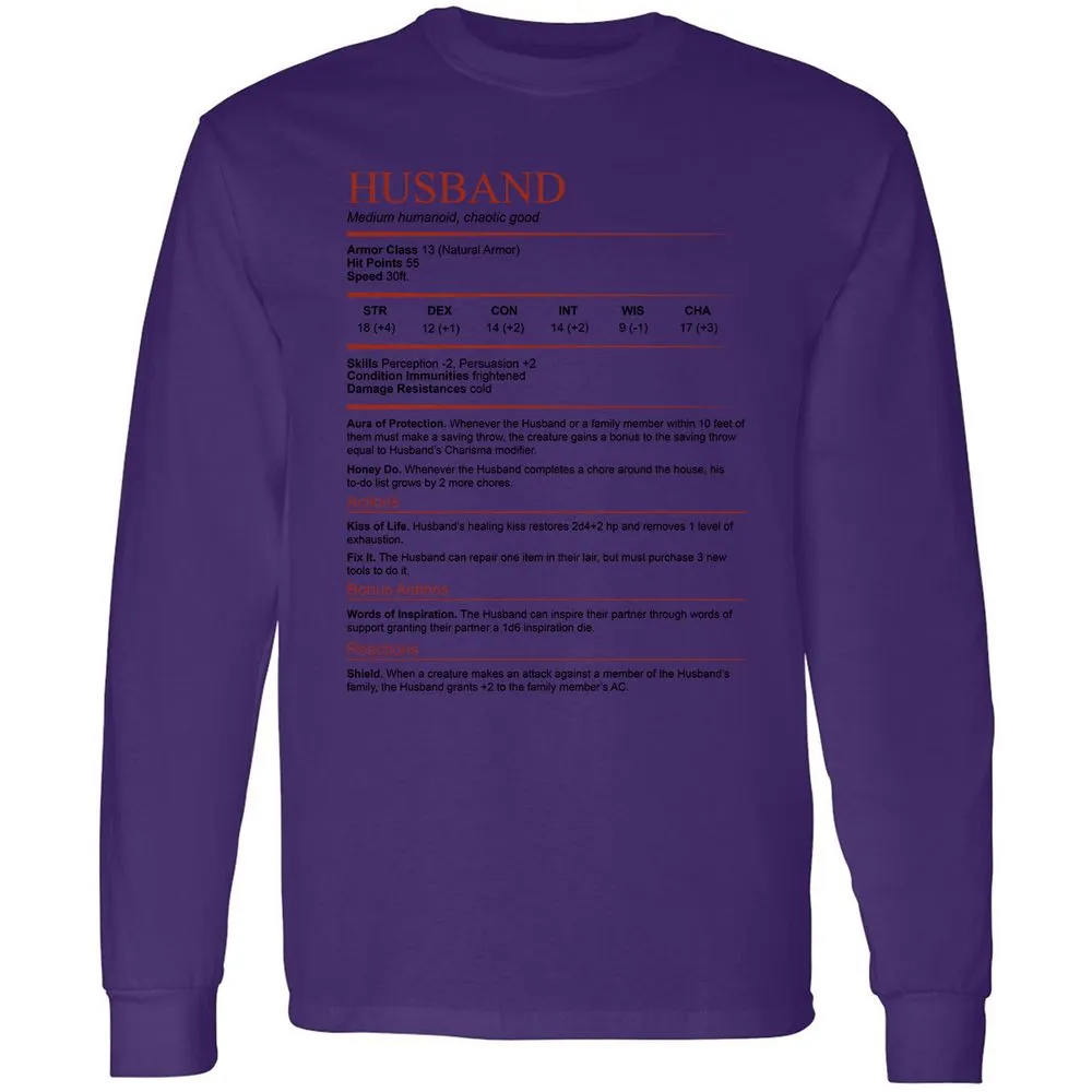 Husband White Long Sleeve T-Shirt - Purple - 13