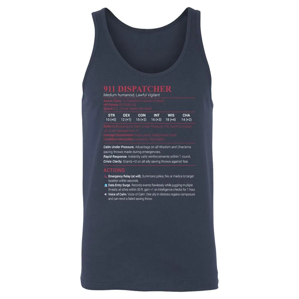 911 Dispatcher Unisex Jersey Tank - Navy - 2