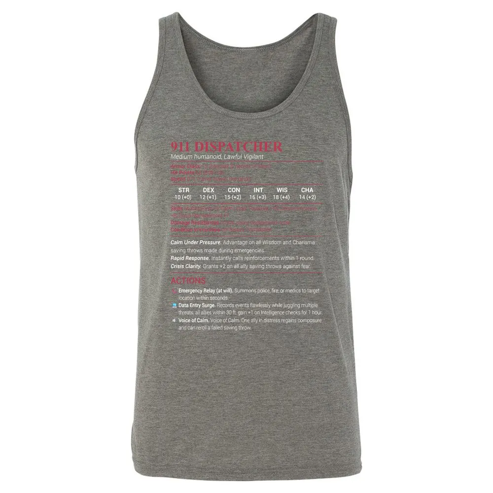 911 Dispatcher Unisex Jersey Tank - Grey Triblend - 8