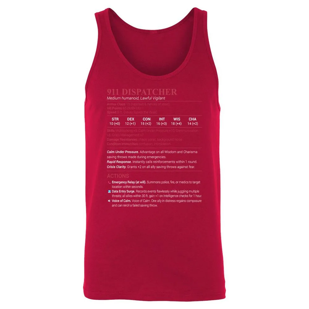 911 Dispatcher Unisex Jersey Tank - Red - 11