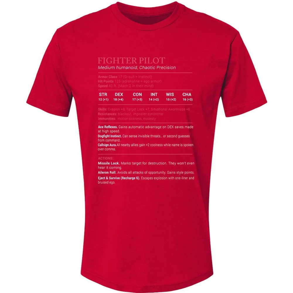 Fighter Pilot Stats Premium Unisex T-Shirt - Red - 6