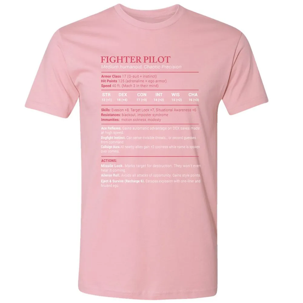 Fighter Pilot Stats Premium Unisex T-Shirt - Light Pink - 3