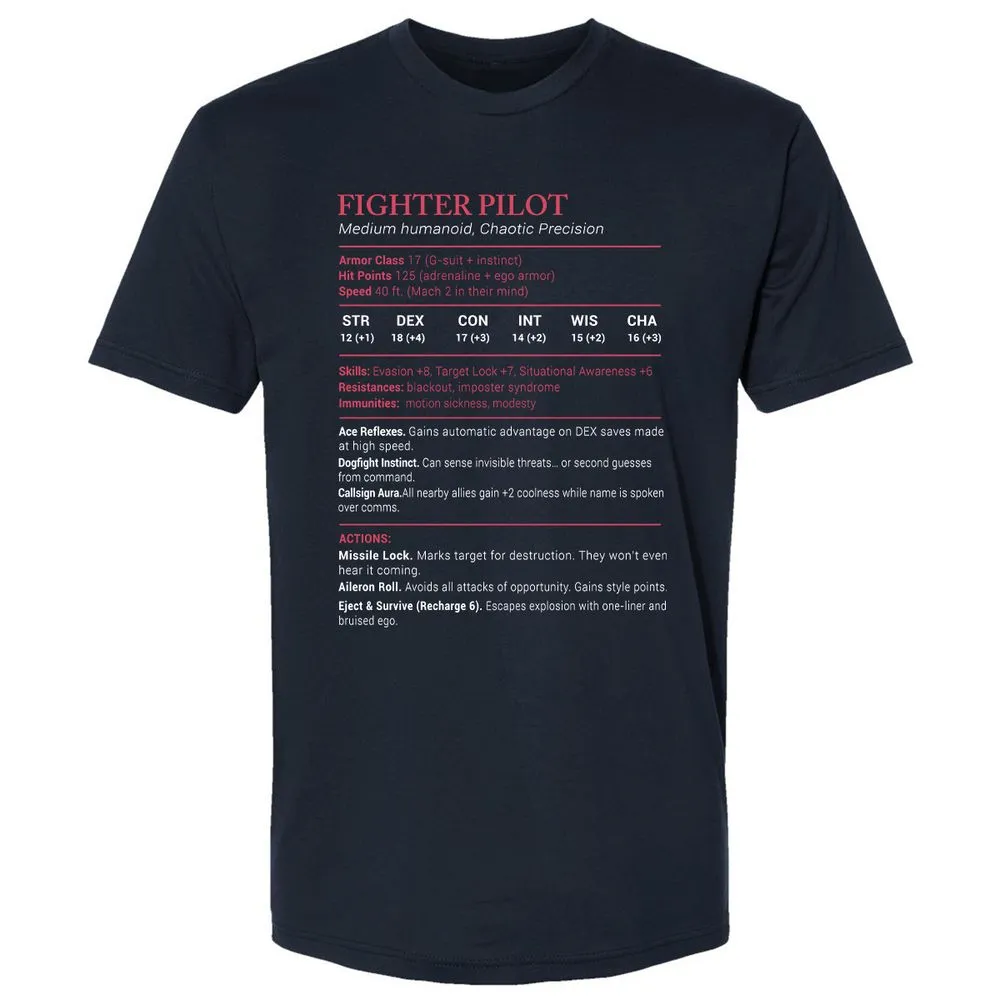 Fighter Pilot Stats Premium Unisex T-Shirt - Midnight Navy - 2