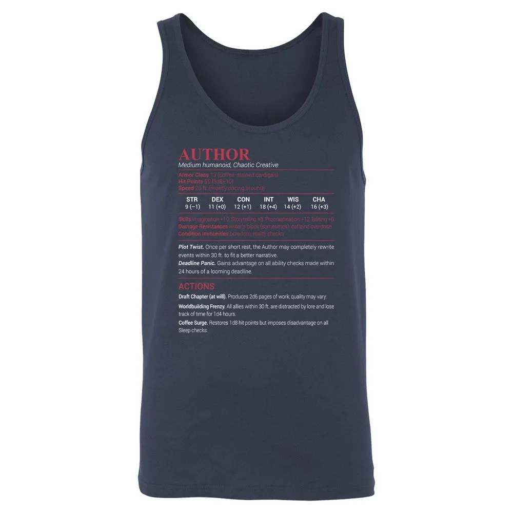 Author Unisex Jersey Tank - Navy - 2