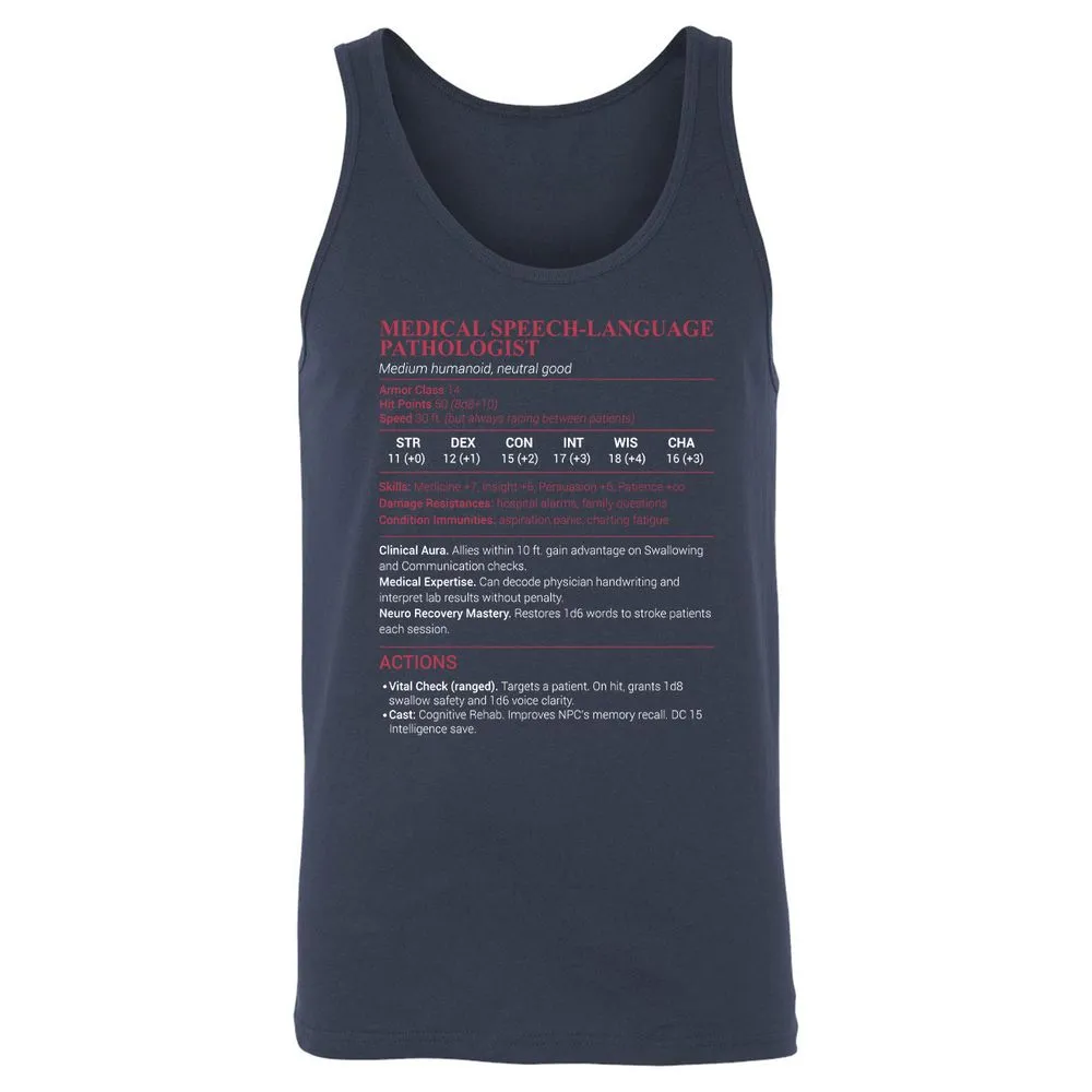 Medical SLP Unisex Jersey Tank - Navy - 2