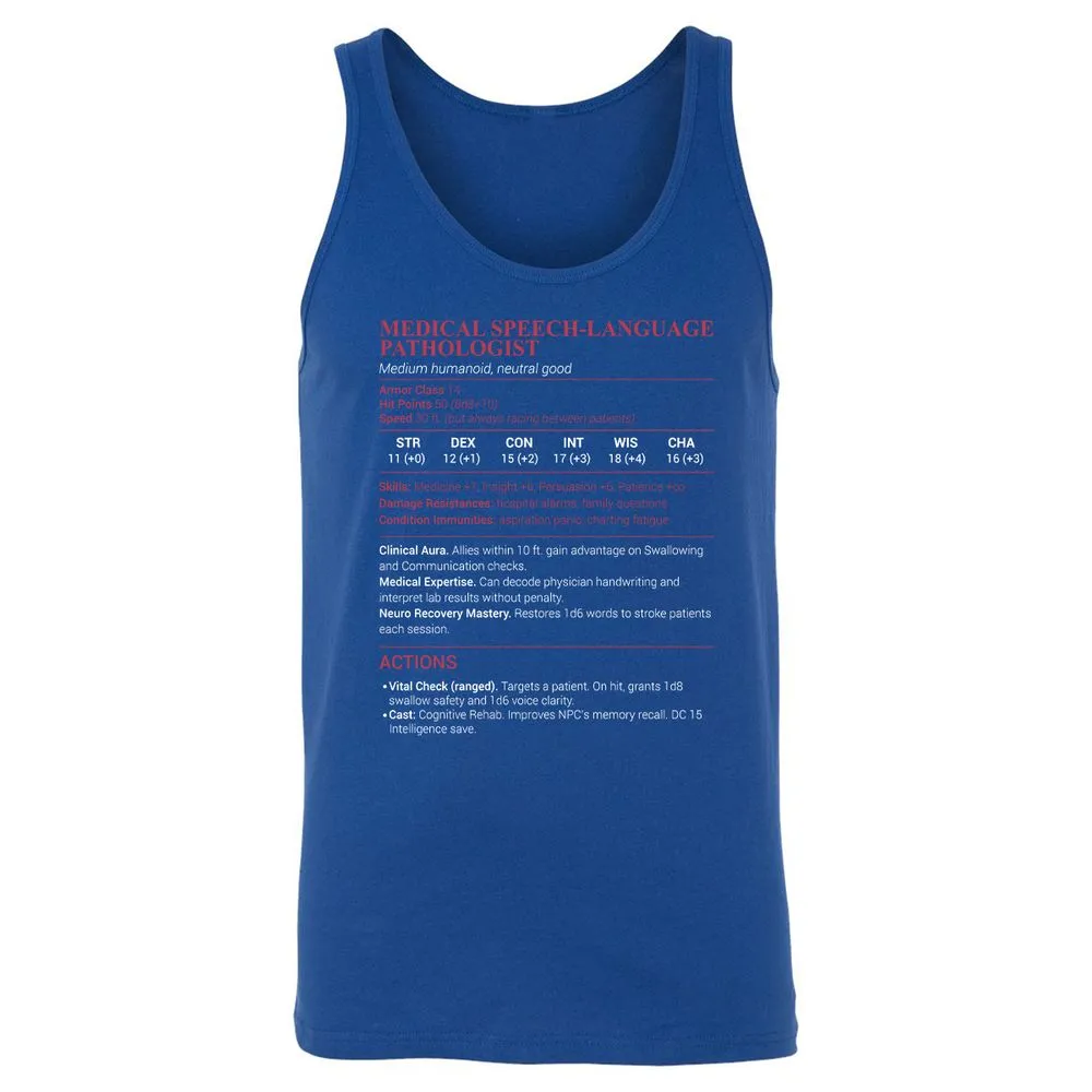 Medical SLP Unisex Jersey Tank - True Royal - 13