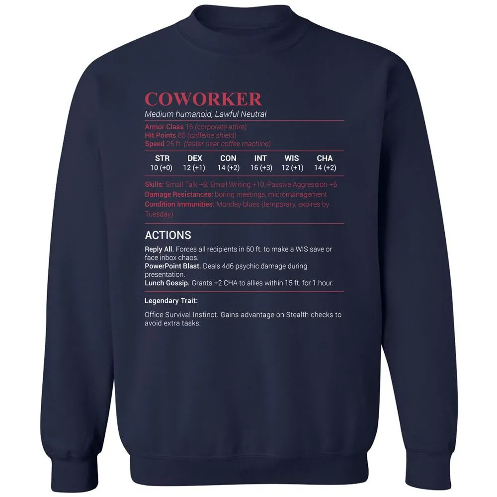 Coworker Stats Classic Unisex Sweatshirt - Navy - 2