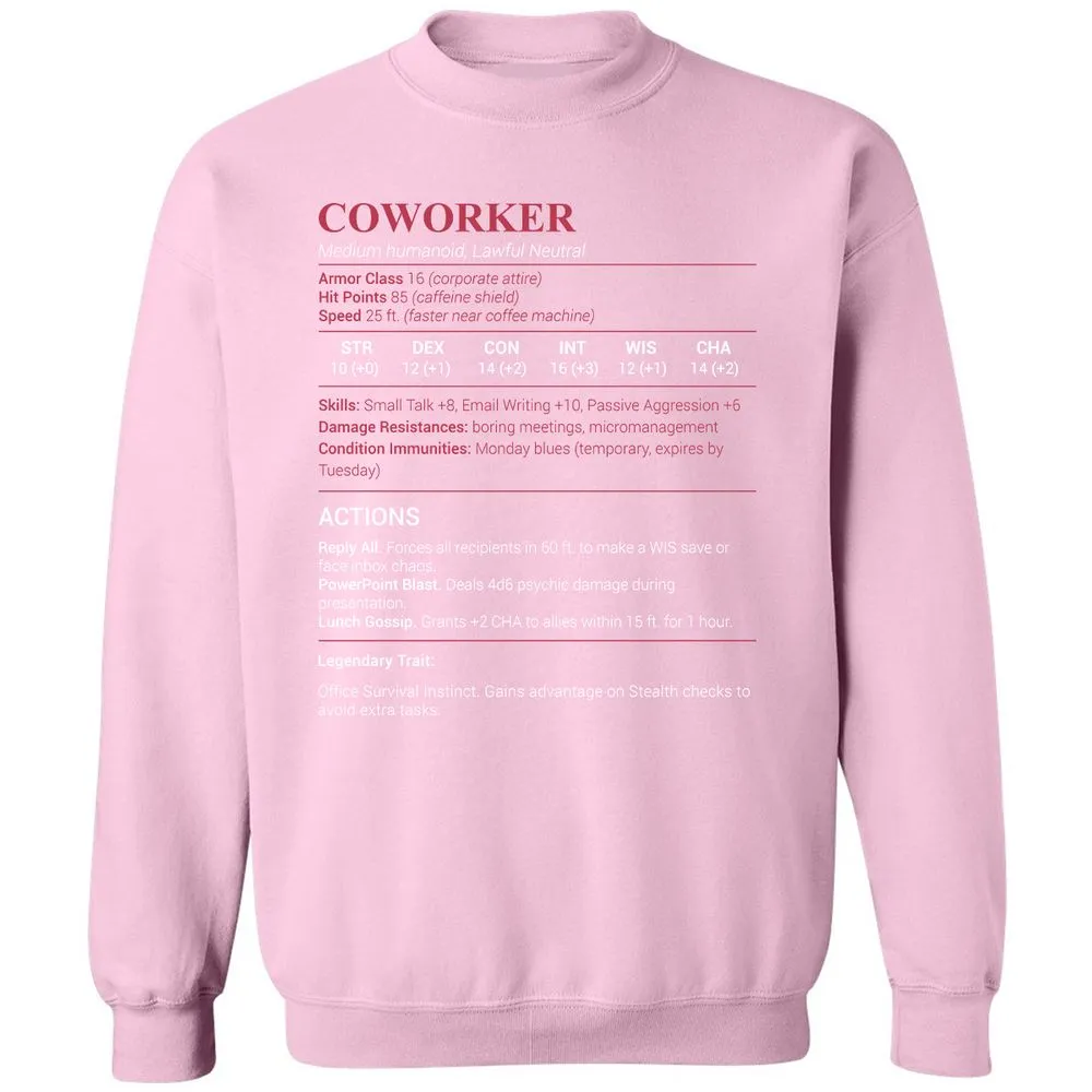 Coworker Stats Classic Unisex Sweatshirt - Light Pink - 3