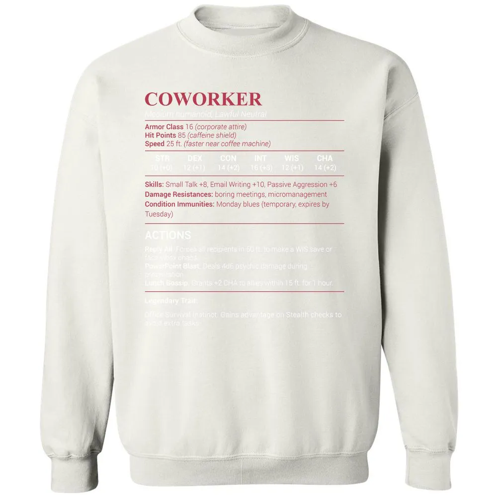 Coworker Stats Classic Unisex Sweatshirt - White - 12