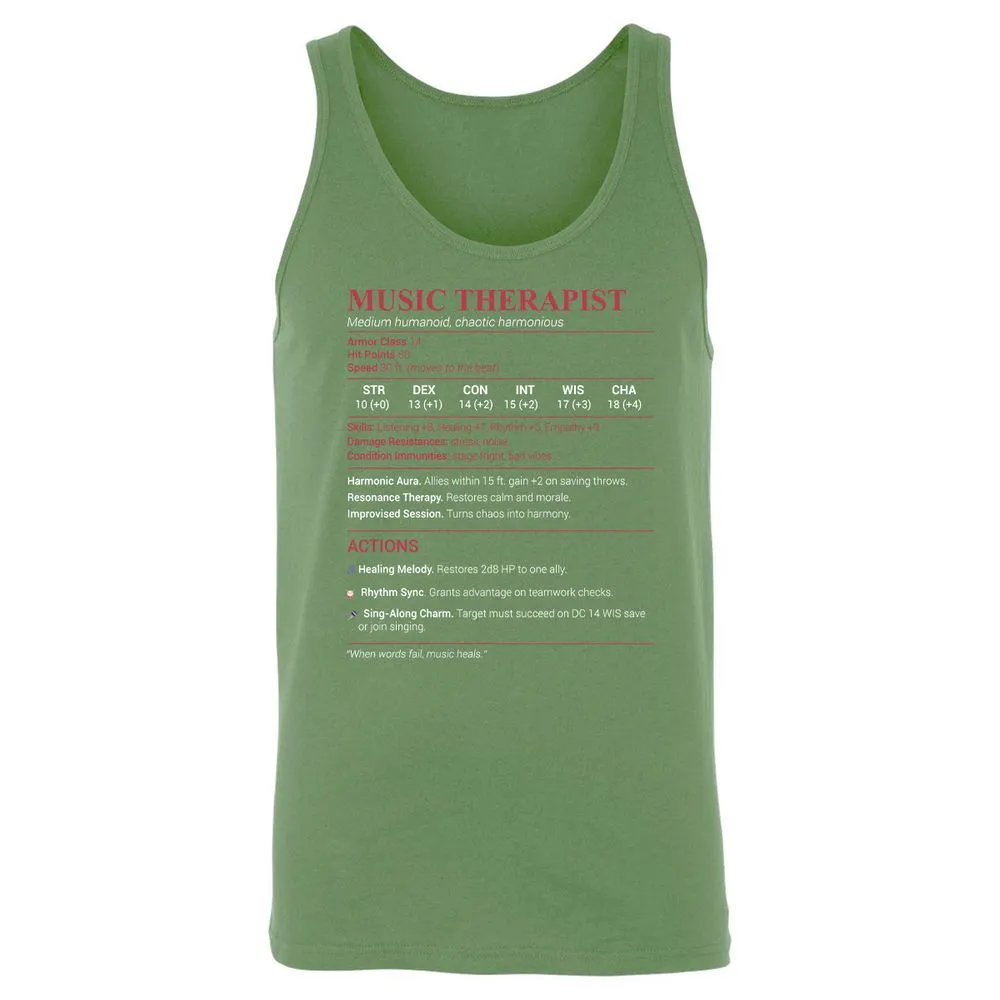 Music Therapist Unisex Jersey Tank - Leaf - 10