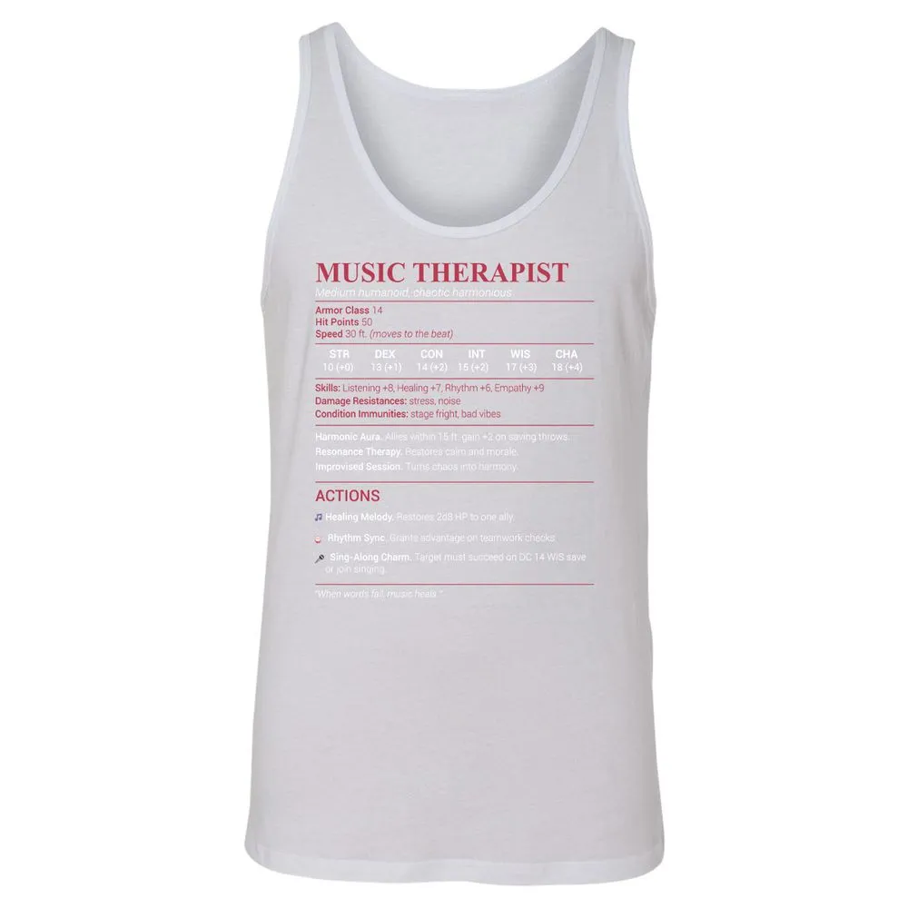 Music Therapist Unisex Jersey Tank - White - 14