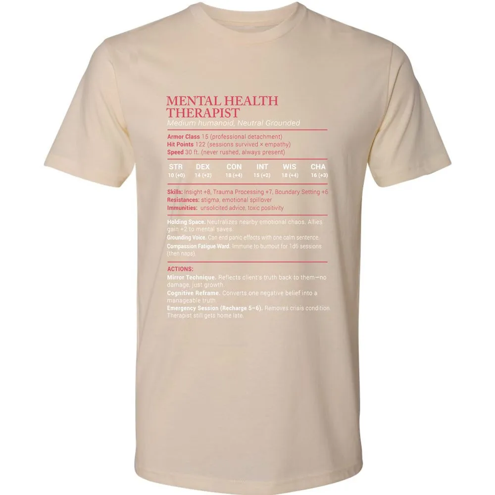Mental Health Therapist Stats Premium Unisex T-Shirt - Cream - 14