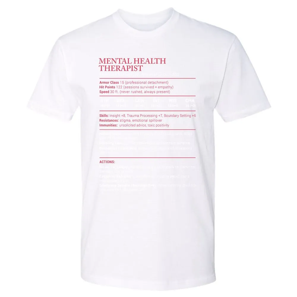 Mental Health Therapist Stats Premium Unisex T-Shirt - White - 4