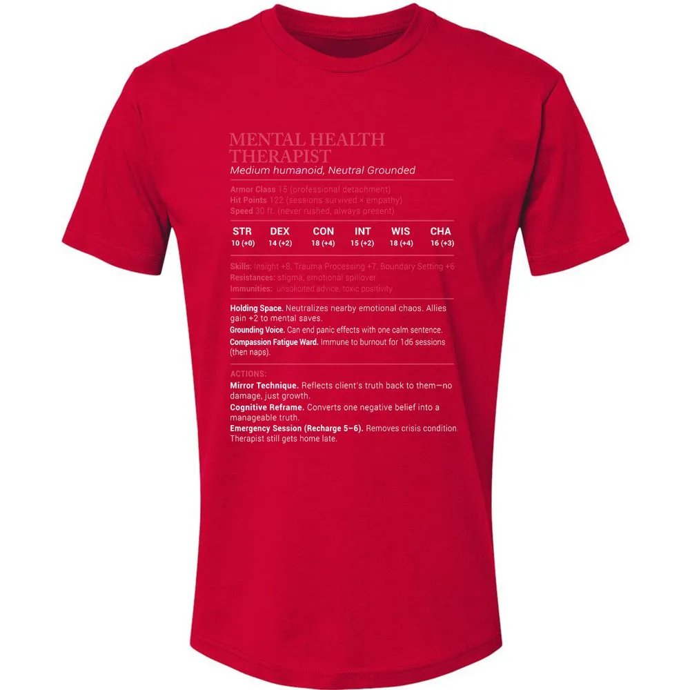 Mental Health Therapist Stats Premium Unisex T-Shirt - Red - 6