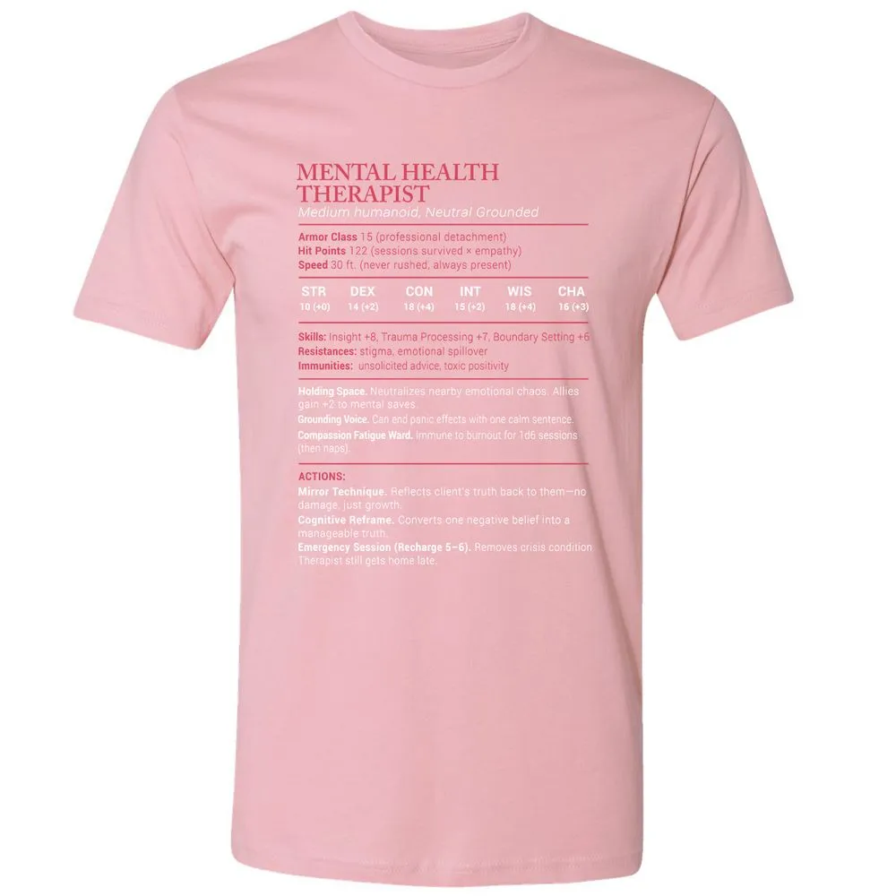 Mental Health Therapist Stats Premium Unisex T-Shirt - Light Pink - 3