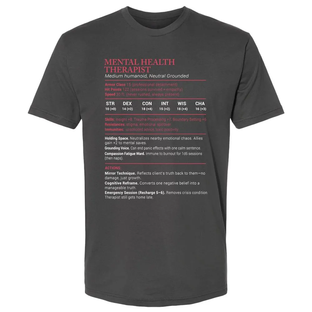 Mental Health Therapist Stats Premium Unisex T-Shirt - Heavy Metal - 8