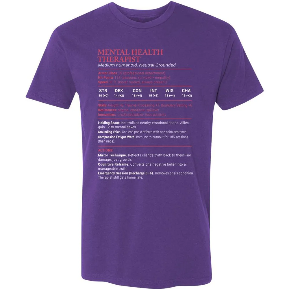 Mental Health Therapist Stats Premium Unisex T-Shirt - Purple Rush - 7