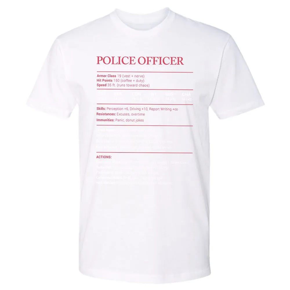 Police Officer Stats Premium Unisex T-Shirt - White - 4