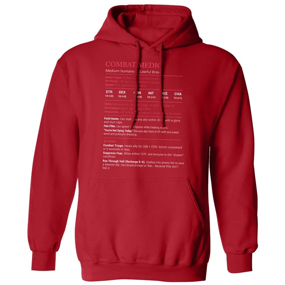 Combat Medic Stats Classic Unisex Hoodie - Red - 5