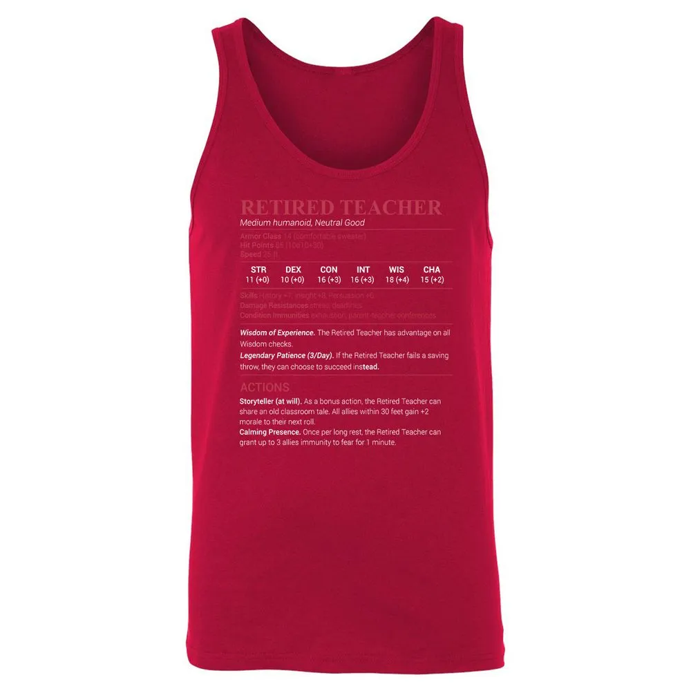 Retired Teacher Unisex Jersey Tank - Red - 11