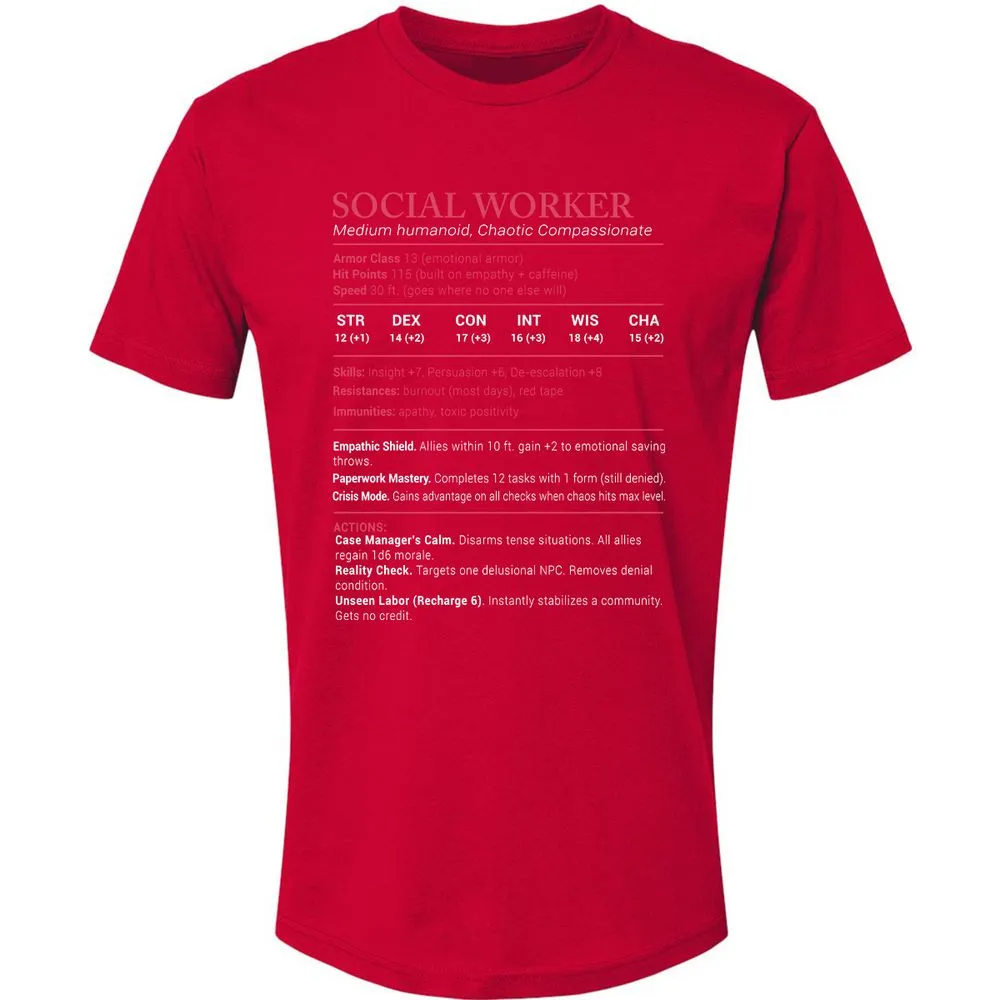 Social Worker Stats Premium Unisex T-Shirt - Red - 6