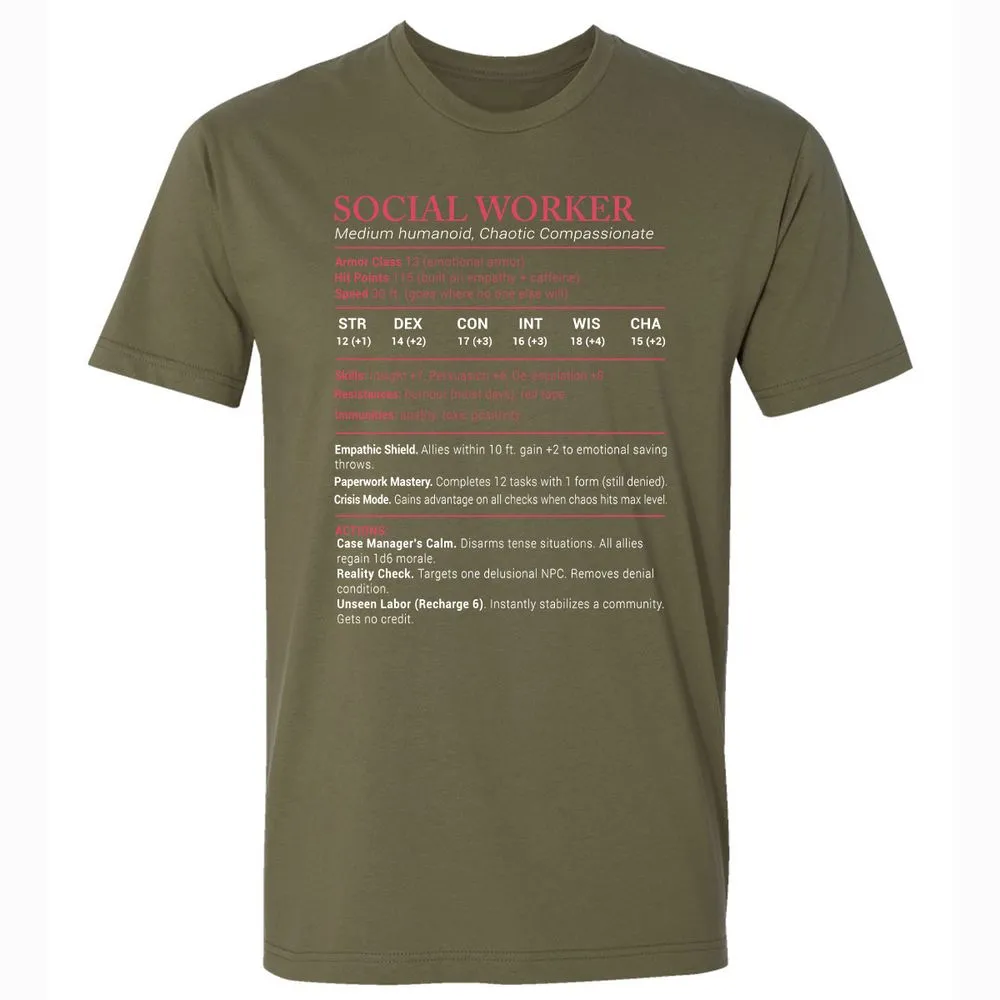 Social Worker Stats Premium Unisex T-Shirt - Military Green - 5