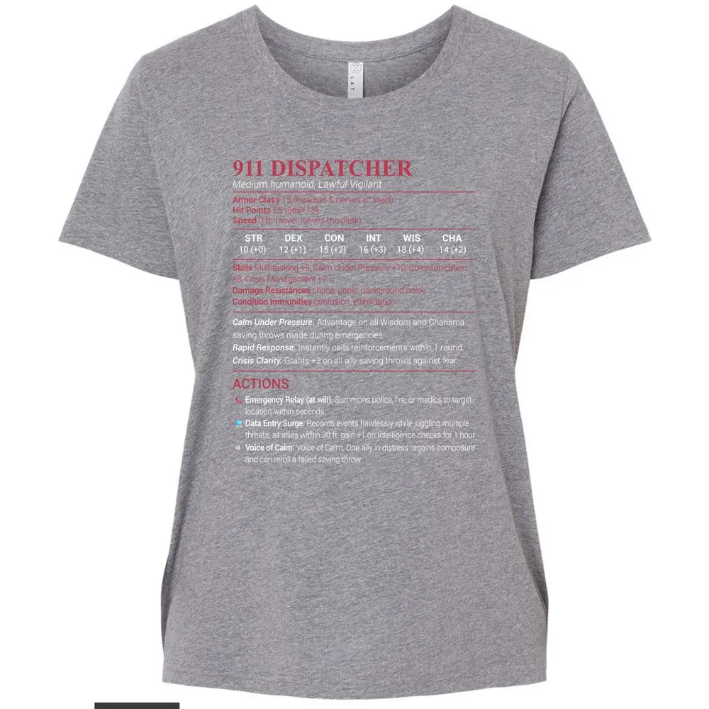 911 Dispatcher Ladies Curvy Jersey - Granite Heather - 9