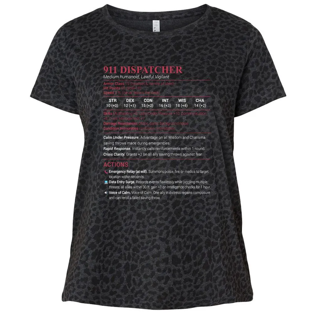 911 Dispatcher Ladies Curvy Jersey - Black Leopard - 11
