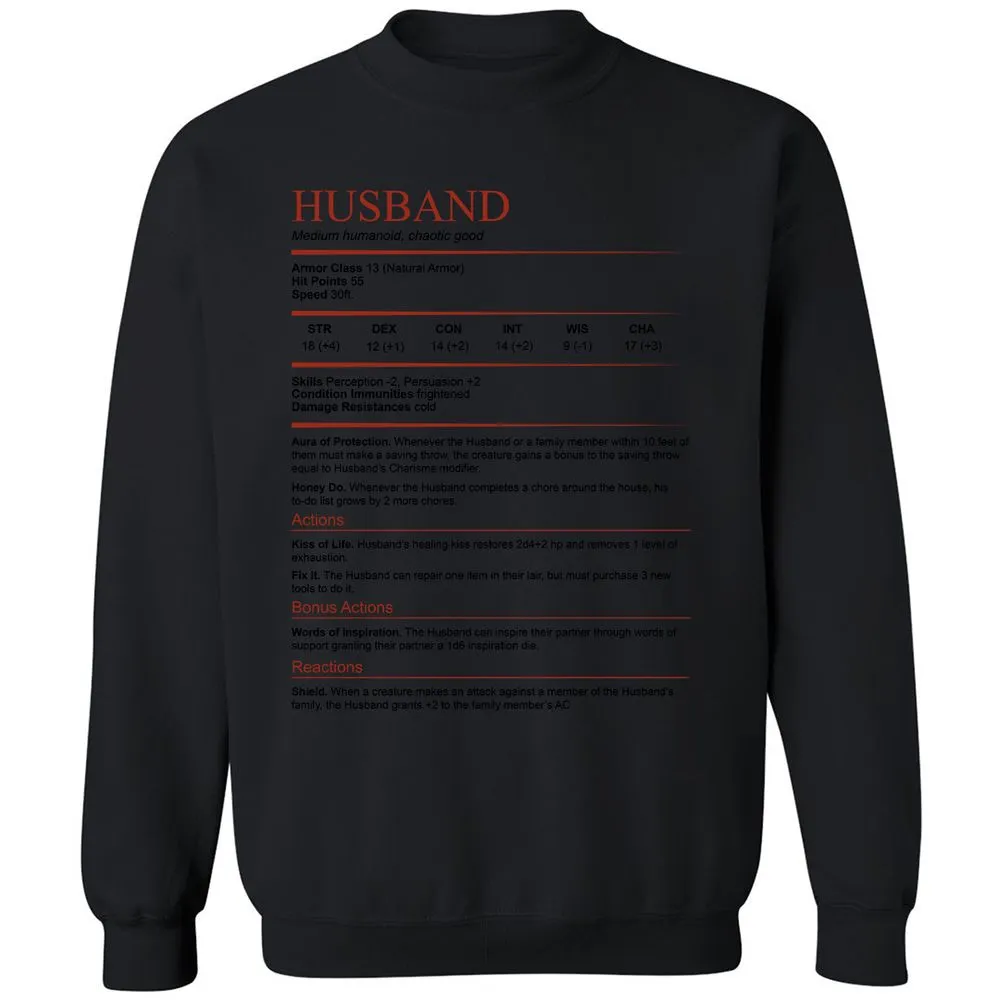 Husband White Classic Unisex Sweatshirt - Black - 12