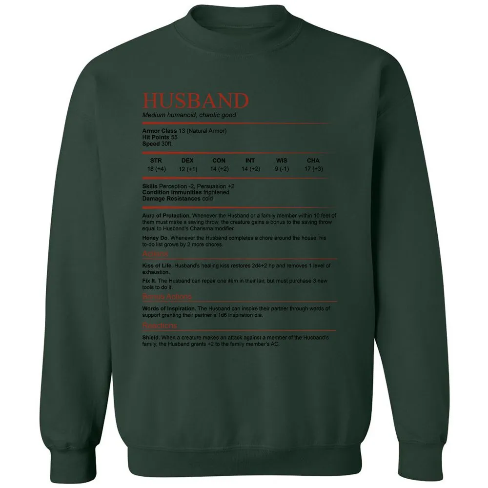 Husband White Classic Unisex Sweatshirt - Forest Green - 4