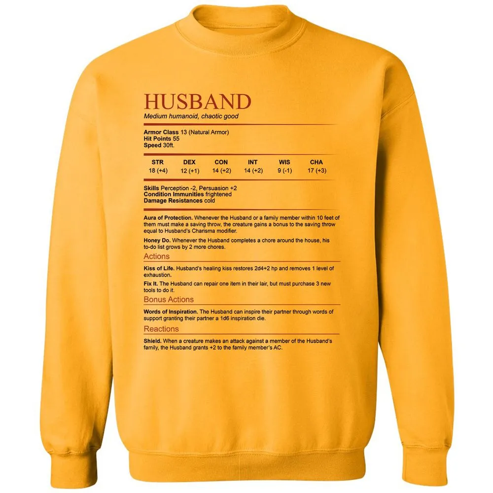 Husband White Classic Unisex Sweatshirt - Gold - 11