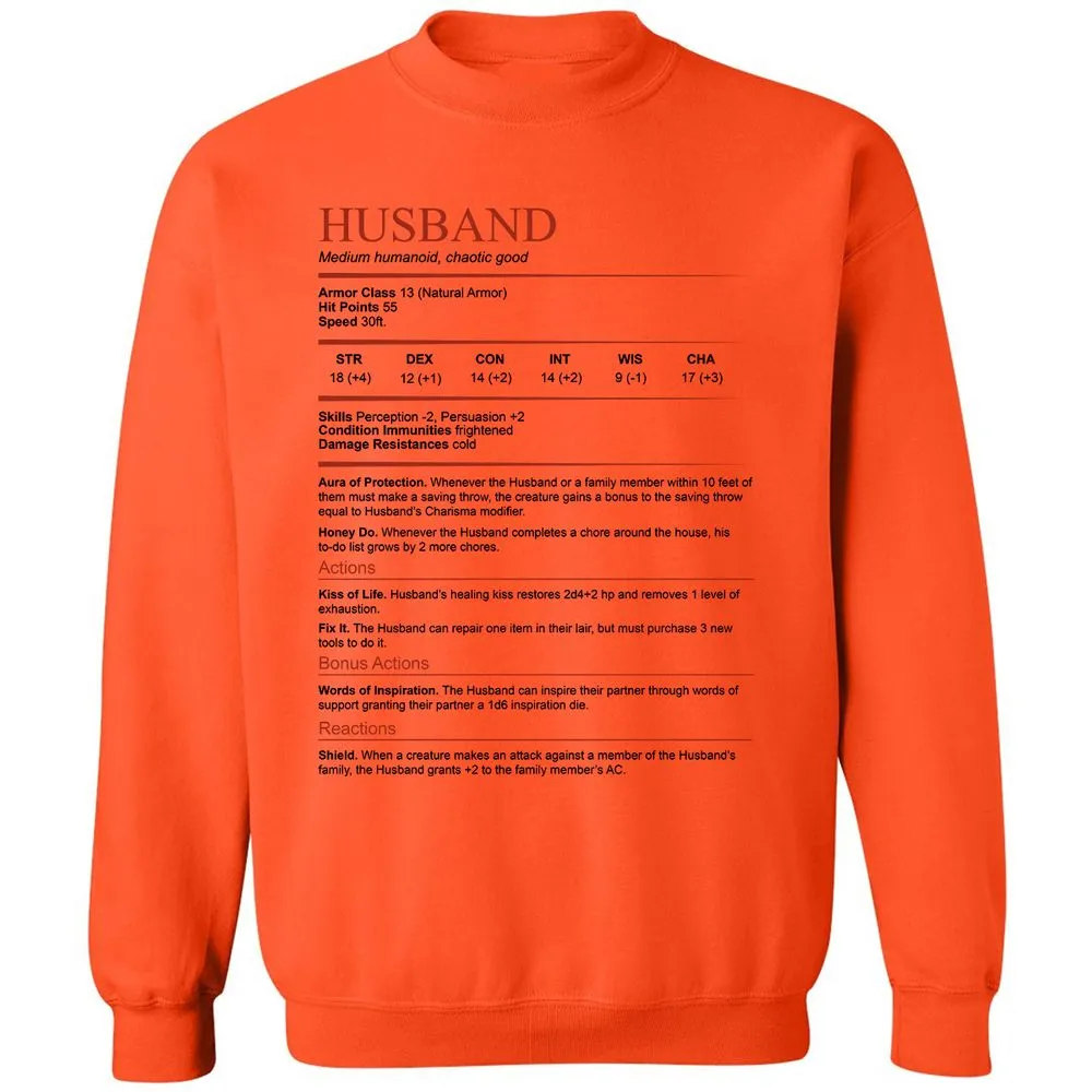 Husband White Classic Unisex Sweatshirt - Orange - 10