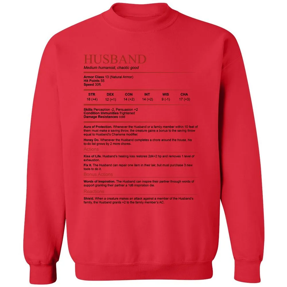 Husband White Classic Unisex Sweatshirt - Red - 5