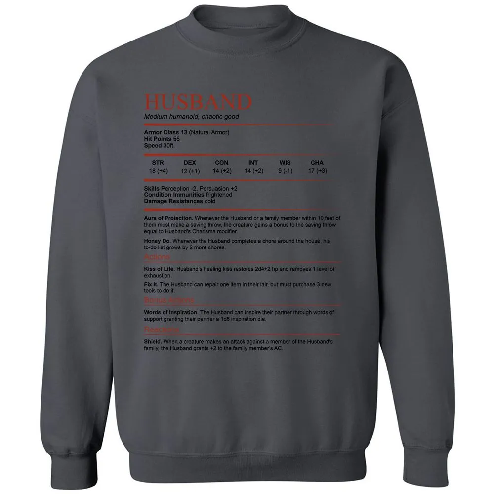 Husband White Classic Unisex Sweatshirt - Charcoal - 7