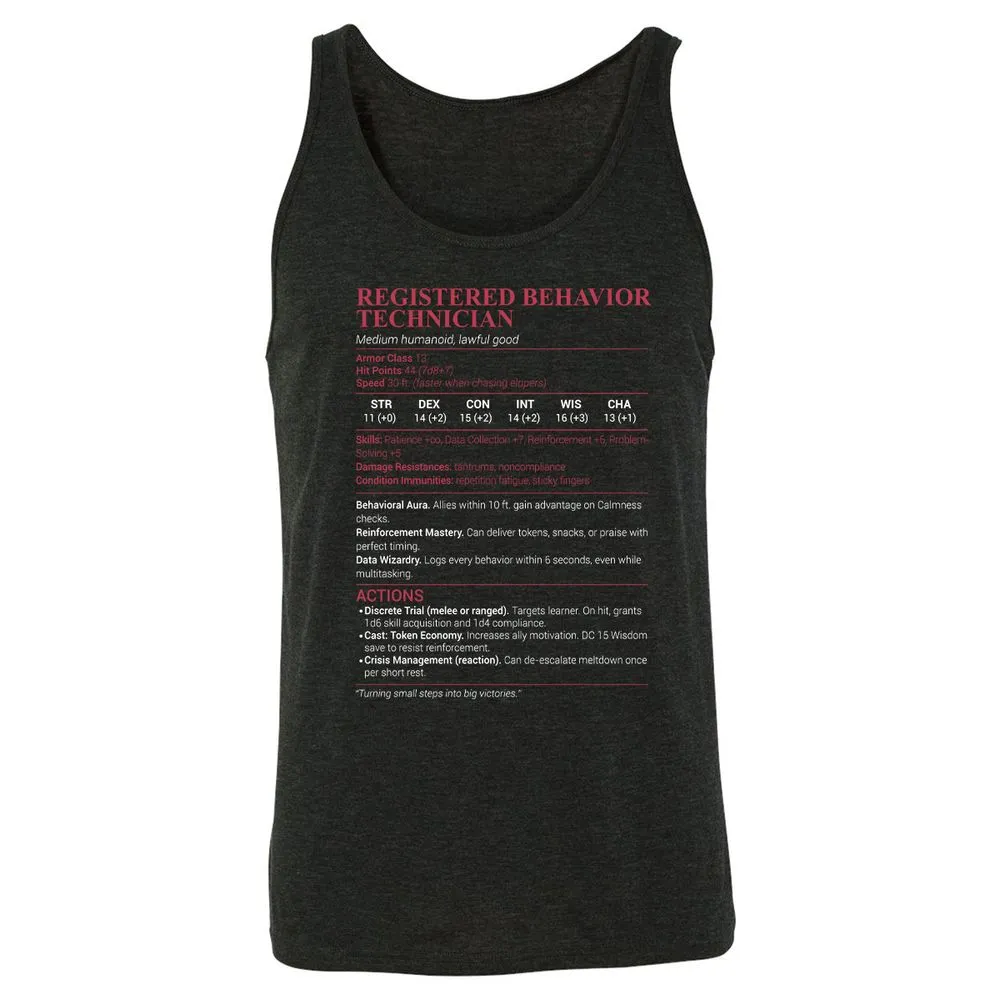 Registered Behavior Technician RBT Unisex Jersey Tank - Charcoal Black Triblend - 5