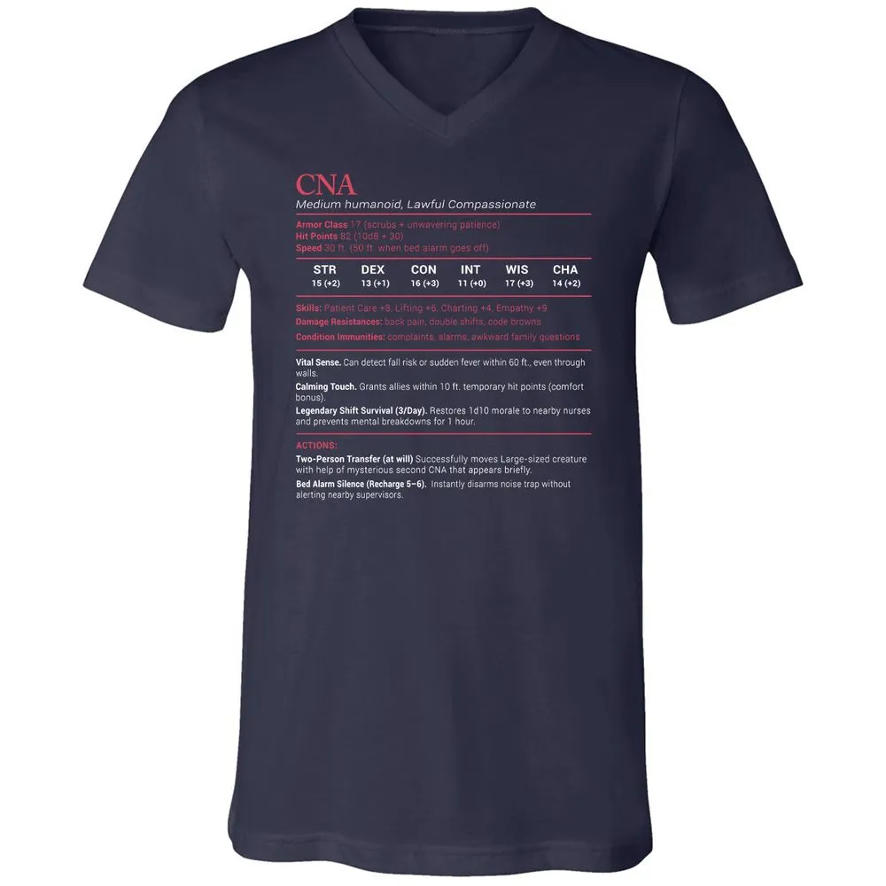 CNA Stats Unisex V-Neck T-Shirt - Navy - 2