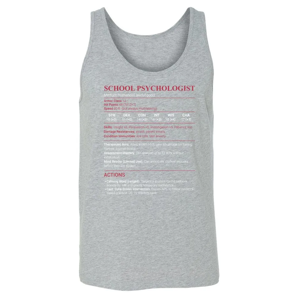 School Psychologist Unisex Jersey Tank - Athletic Heather - 4
