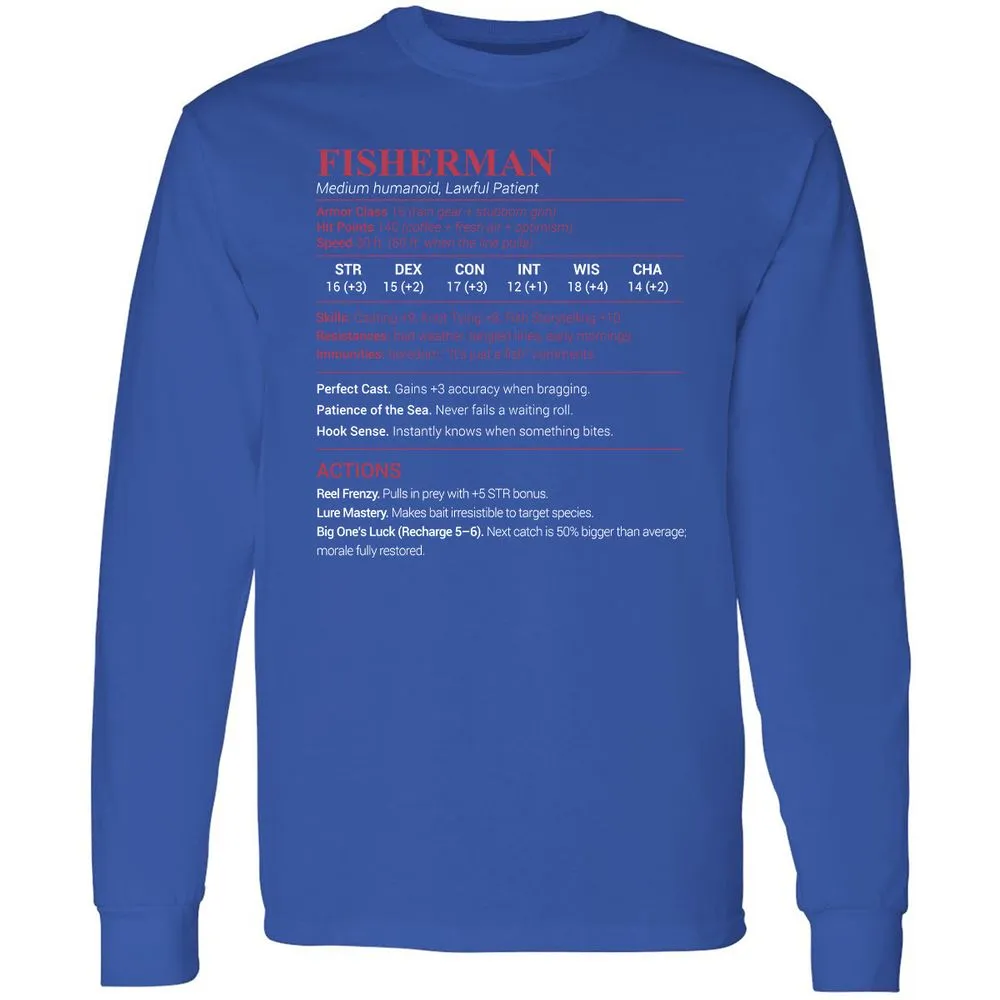 Fisherman Stats Long Sleeve T-Shirt - Royal - 8