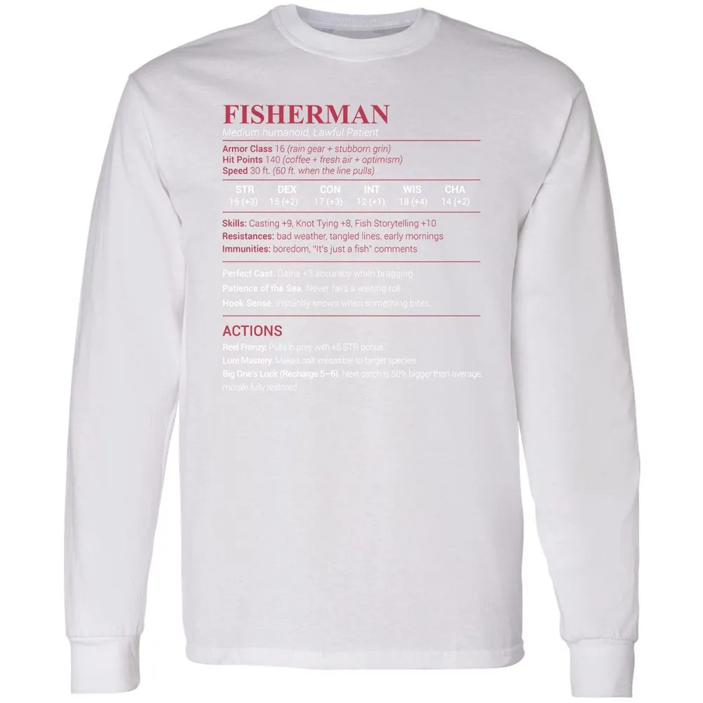 Fisherman Stats Long Sleeve T-Shirt - White - 5